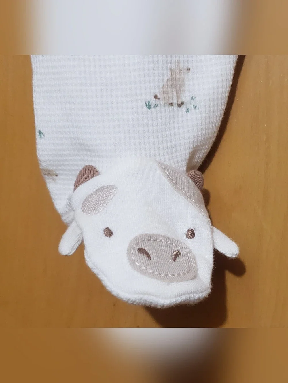 Carter's White Cream Farm Animal Footed One-Piece Sleeper